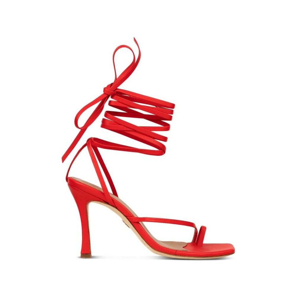 BROTHER VELLIES Womens Red Bike Square Toe Stiletto Leather Heeled Sandal 7